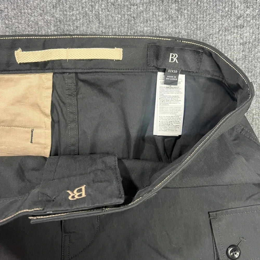 Banana Republic Men 32x30 Mateo Black Cargo Pants Straight Leg Cotton Nylon Rare